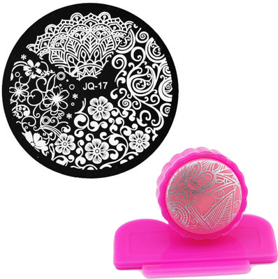 

STZ Nail Art Stamping Kit Image Plate JQ17 and Stamper Scaper Combo Set(Silver)