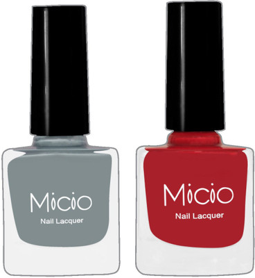 

Micio Luxurious Collection of Glossy Nail Lacquer Ash Grey, Vixen Wine(Pack of 2)