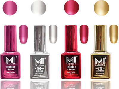 

VOLO Metallic Gel Nail Polish Set,4 Colors Chrome Metallic Shades Mirror Effect Nail Lacquer Vanish Shinny Color Nail Gel, New Collection Pink, Red, Golden, Silver(Pack of 4)