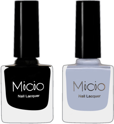 

Micio Luxurious Collection of Glossy Nail Lacquer Sinful Black, Arctic(Pack of 2)