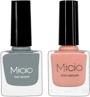 

Micio Luxurious Collection of Glossy Nail Lacquer Ash Grey, Nude Elegance(Pack of 2)