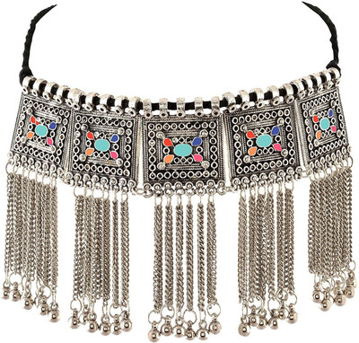 Shining Angel Silver Multi Color Chain Silver Plated Alloy Choker