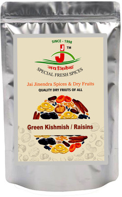 

Jai Jinendra Dry Fruits Green Kishmish/Raisins/Daakh - 2 kg Raisins(2 kg, Pouch)