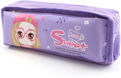 

SHERAGO Pen/Pencil Pouch for Girls & Boys || Best Suitable for School Kids, Travelers and Students || Multipurpose Box/Case Water Resistance Art Polyester Pencil Box(Set of 1, Purple)