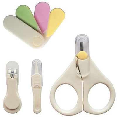 

LALA LIFE Baby Nail Clippers Complete 4 Piece Grooming Kit for Any Child Age Includes Nail Clipper, Scissor, Filer and Nasal Tweezer, Newborn or Infant Manicure Set(Cream)