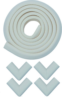 

RKPM Child Safety Strip Cushion Guard 2.5 Mtr & 4 Pcs Corner Guards With Strong Two Side Adhesive Tape White(White)