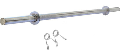 Monika Sports 3 ft straight rod + 2 spring lock for exercise Weight Lifting Bar Silver Monika Sports Bars