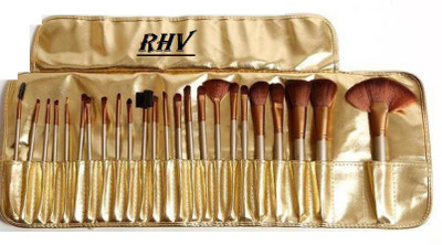 

RHV Professional Cosmetic Brush Set (24 Pieces) with Golden Leather Pouch for Eye Shadow Blush Concealer(Pack of 24)