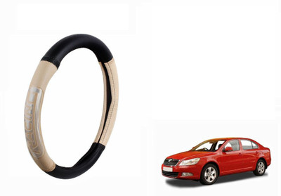 CARIZO Steering Cover For Skoda Laura(Black, Beige, Leatherite)