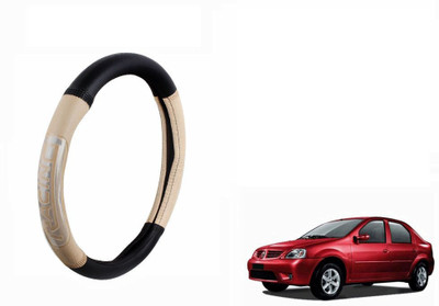 CARIZO Steering Cover For Mahindra Logan(Black, Beige, Leather)