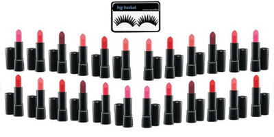 

big basket Eyelashes & Mac retro Matte Finish Lipstick Pack of 24(Set of 25)