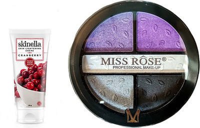 

skinella Cranberry Skin Lightening Creme (50 g) and Miss Rose Professional 5 Colors Makeup EyeShadow 01(Set of 2)