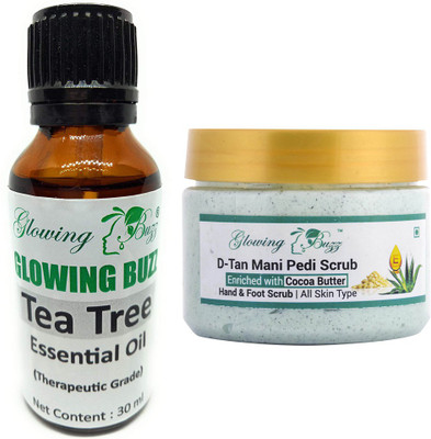 

Glowing Buzz Combo of tea tree essential oil and mani pedi scrub(Set of 2)