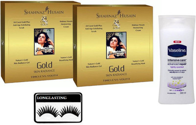 

longlasting Eyelashes,Shahnaz Hussain Skin Revival Gold Forever Facial Kit ,Vasline Intensive Care Advanced Repair Lotion(Set of 4)
