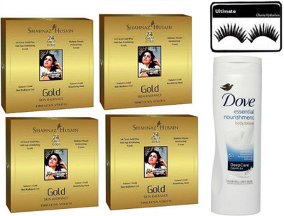 

Ultimate Eyelashes, Shahnaz Husain 24 carat Gold Facial kit Pack of 4 & ove Essential nourishment Body Lotion(Set of 6)