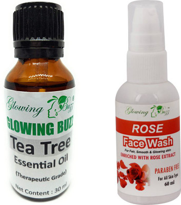

Glowing Buzz Combo of Tea tree essential oil and Rose facewash(Set of 2)