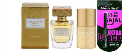 

Oriflame Sweden giordani gold essenza parfum and rollon with nackline kajal(Set of 3)