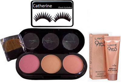 

catherine Eyelashes, 3 Shades Blusher, 9to5 Mousse Foundation(Set of 3)