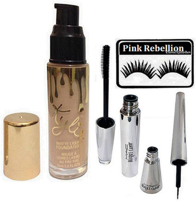

Pink Rebellion Eyelashes & Matte Liquid Foundaiton & Brooke Candy Eyeliner+mascara(Set of 4)