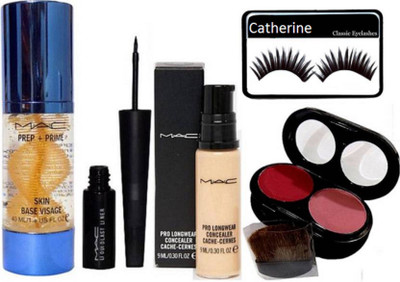 

catherine Eyelashes, Prep+Prime Skin Base Visage Primer, Pro Long wear Concealer, LIquidLast Eyeliner, two Shade Blusher(Set of 5)