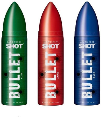 

Layer shot Bullet Bang, Burst & Ammo Pack of 3 Deodorant Spray - For Men(360 ml, Pack of 3)