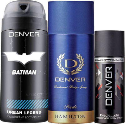 

Denver Batman Urban Legend Deo 150 Ml + Deo Pride 165ML + Deo Black code Nano 50Ml Deodorant Spray - For Men(365 ml, Pack of 3)