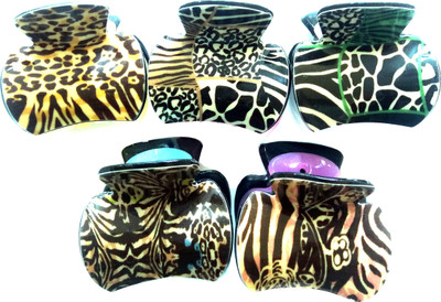 

Fashionable Multi color Printed Clutcher Set of 5 Hair Claw(Multicolor)