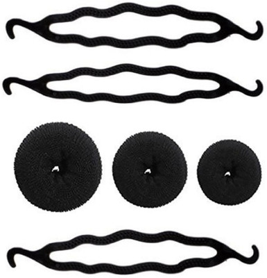 

KYT 3 pcs Hair Donut all different Size and 3pcs juda maker Bun(Black)