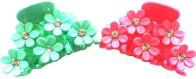 

Fashionable Combo of 2 Multi colour Big Size Hair Clutcher With Stone Hair Claw(Multicolor)