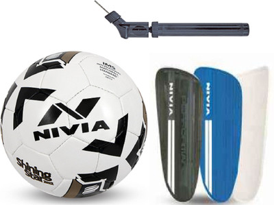 

Nivia Shining Star Black + Performance Shingaurd + Double Action Pump Football Kit