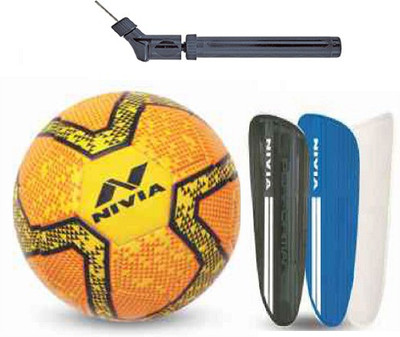 

Nivia Rabona 2.0 Yellow + Performance Shingaurd + Double Action Pump Football Kit