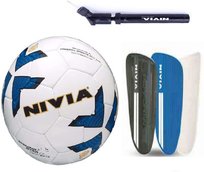 

Nivia Shining Star Blue + Performance Shingaurd + Double Action Pump Football Kit