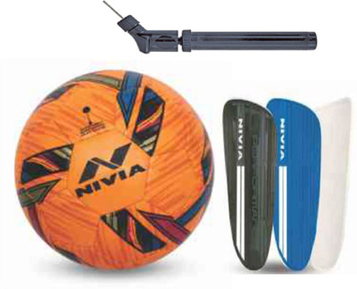 

Nivia Revolvo Orange + Performance Shingaurd + Double Action Pump Football Kit