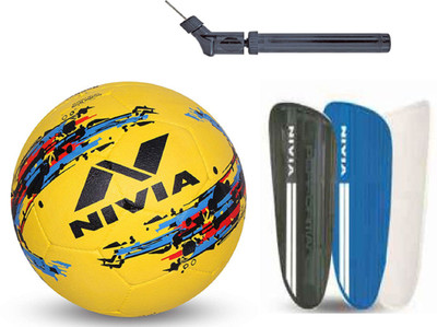 

Nivia Storm Yellow + Performance Shingaurd + Double Action Pump Football Kit