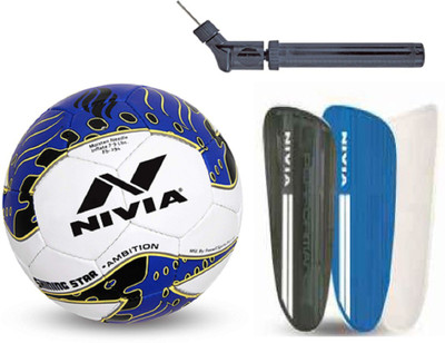 

Nivia Shining Star Ambition + Performance Shingaurd + Double Action Pump Football Kit