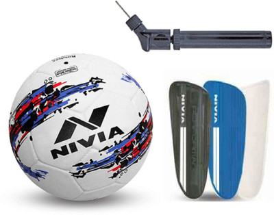 

Nivia Storm White + Performance Shingaurd + Double Action Pump Football Kit