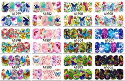 

STZ 12 Sheets of Feather Water Transfer Nail Art Sheet Stickers Combo(Multicolor)