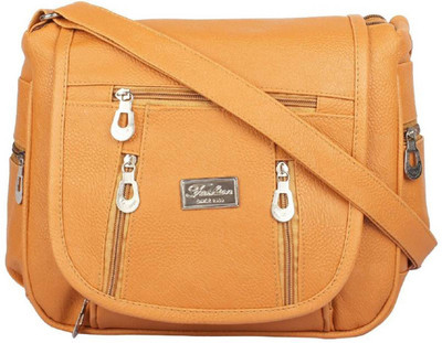 

raj collection Women Casual Gold Leatherette Sling Bag