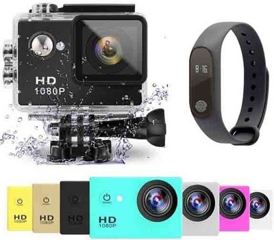 

DILURBAN GO PRO 1080 HD Go pro 1080 hd 1080p Action Camera Go Pro Style Sports and Action Camera WITH M2 Band_ Fitness band || Heart rate band ||Health Watch|| Calories Tracker Band || Step Count Band ||fitness tracker Sports and Action Camera(Black, 12 M