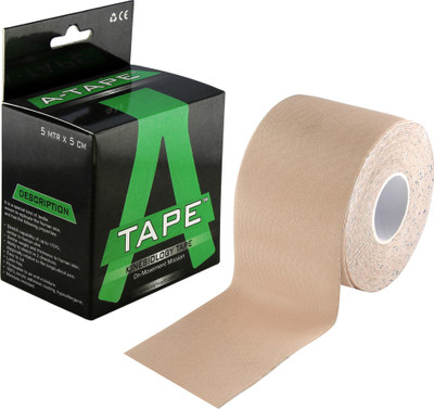 

A-TAPE Nylon Kinesiology Tape (100% Water Resistant) Knee, Calf & Thigh Support (, Beige