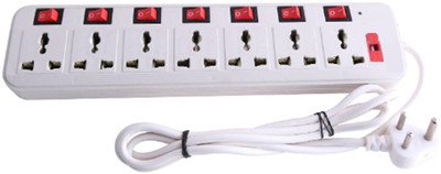 

HG INTERNATIONAL Extension Board / Cord 7+7 White Power Strip 7 Socket Surge Protector(White)