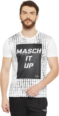 masch Sports Printed Men Round Neck White T-Shirt
