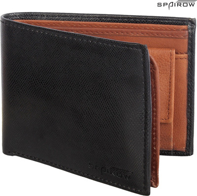 

Spairow Men Formal Black Genuine Leather Wallet(6 Card Slots), Black;tan