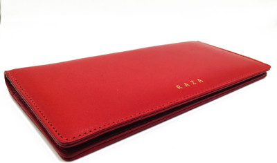 Raza Women Casual Red Genuine Leather Wallet(14 Card Slots)