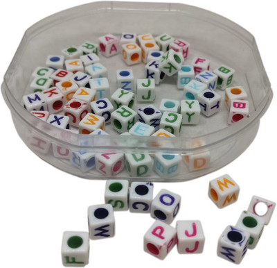 

Aumni Crafts Plastic Beads A to Z Letters 5mm Cube Mixed Colors (Pack of 5 sets, A to Z - All 26 letters/set)