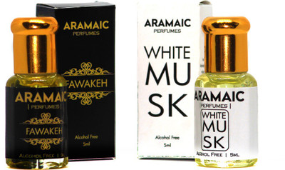 

Aramaic COMBO PACK | PACK OF 2 |PREMIUM ATTAR | WHITE MUSK | FAWAKEH | 5 ML | ALCOHOL FREE Floral Attar(Floral)