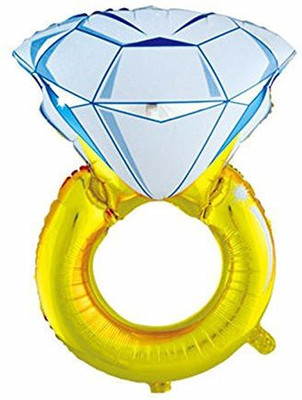 

Sahaya Printed Diamond Ring Foil Balloons XL Size -Wedding Venue, Engagement, Love Balloon(Blue, Gold, White, Pack of 1)