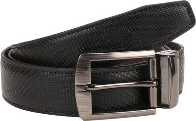 

BURAK Men Casual Black Artificial Leather Reversible Belt, Black-01