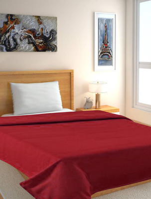 Genius Homes Solid Single Fleece Blanket for  AC Room(Polyester, Maroon)