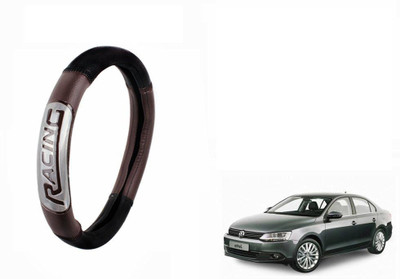 CARIZO Steering Cover For Volkswagen Jetta(Black, Brown, Leatherite)